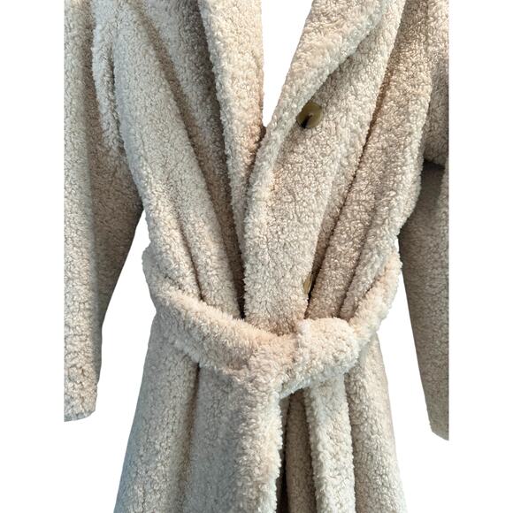 Vince Teddy Cream Faux Fur Long Wrap Coat Size Large - Picture 7 of 13